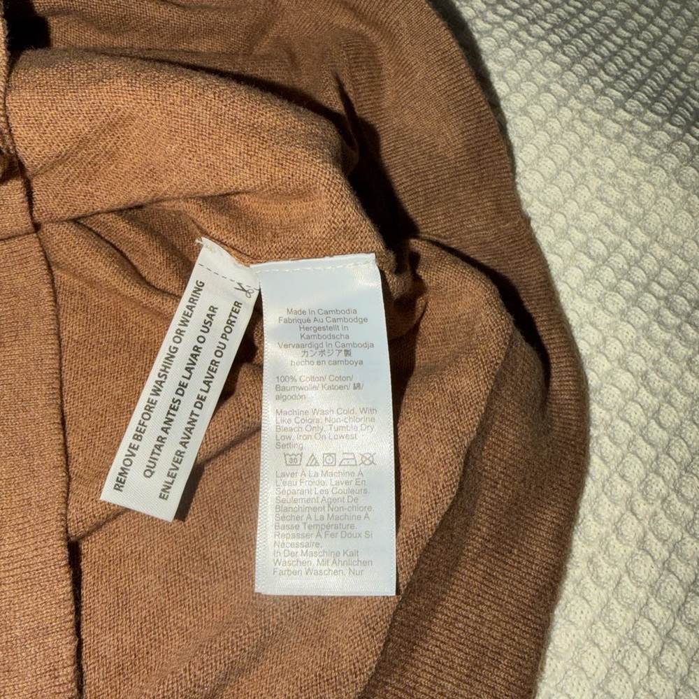 J. Crew Tan Knit Sweater with Neck Tie 100% Cotton - Picture 3 of 3